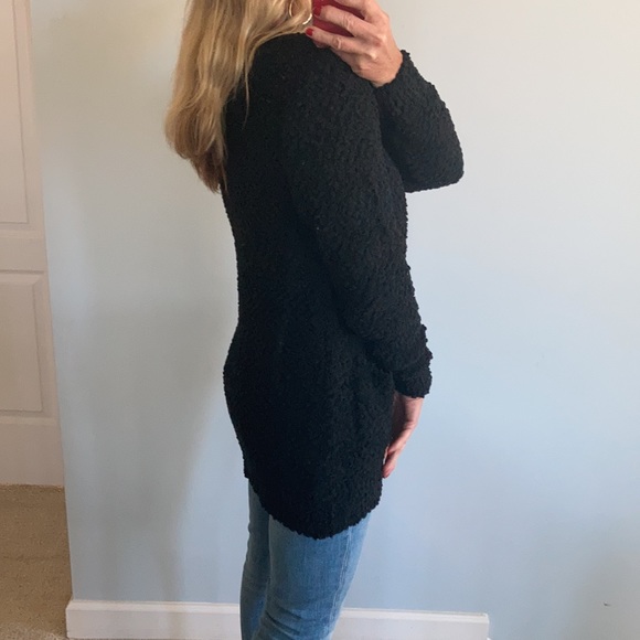 Black Color Popcorn Texture Open Cardigan - Picture 5 of 10